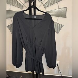 SHEIN curve Black dress top with belt.